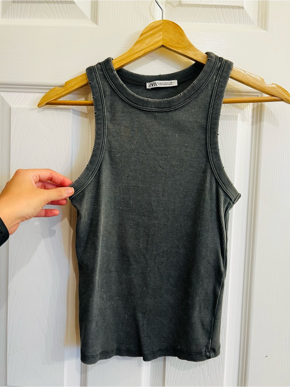 Zara Women's Charcoal Ribbed Sleeveless Tank